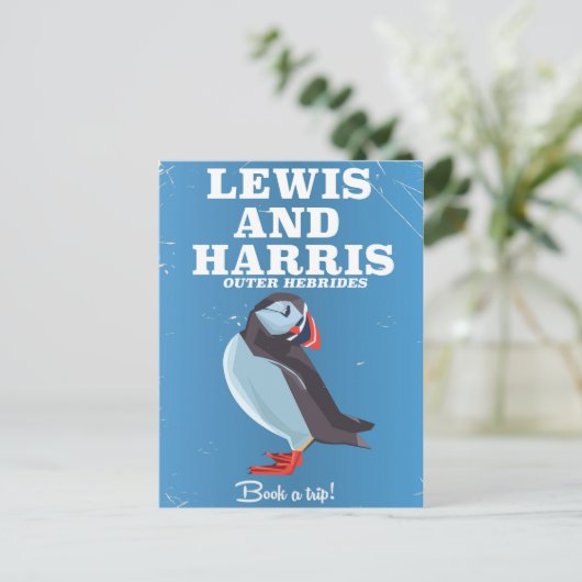 Lewis und Harris Scotland Puffin Reiseplakat Postkarte (Stehend Vorderseite)