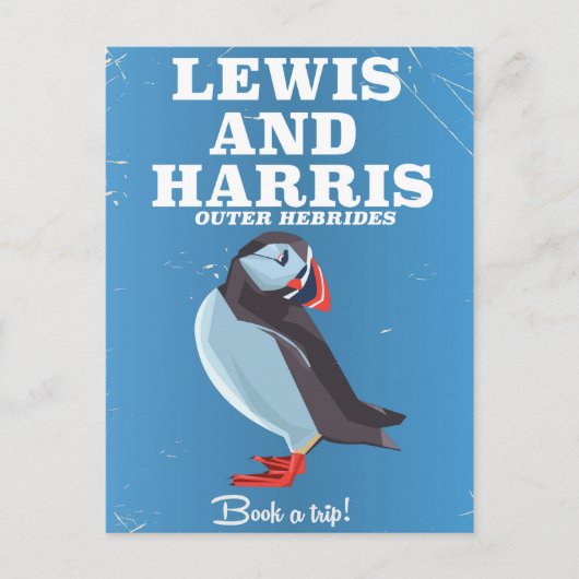 Lewis und Harris Scotland Puffin Reiseplakat Postkarte (Vorderseite)