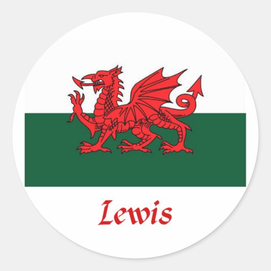 Lewis Welsh Flag Runder Aufkleber (Vorderseite)
