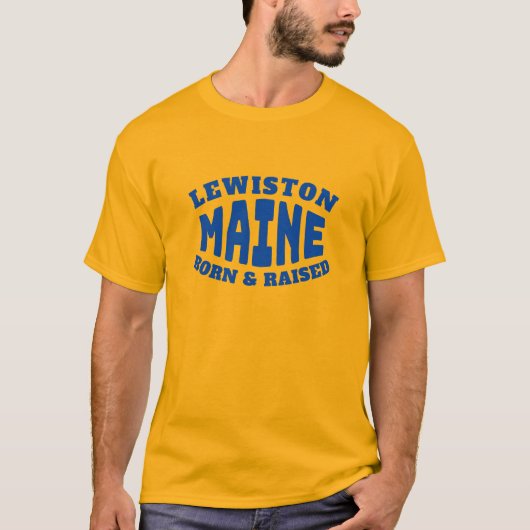 Lewiston Maine Geborener und erhöhter T - Shirt (Vorderseite)