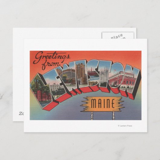 Lewiston, Maine - Große Briefszenen Postkarte (Vorne/Hinten)