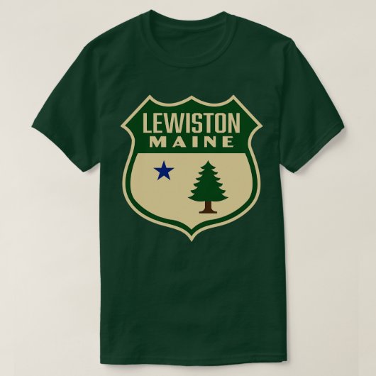 Lewiston Maine Retro Pine Tree Shield Green T-Shirt (Design vorne)