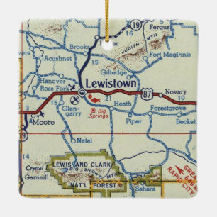 Lewistown Montana Vintage Karte Keramikornament