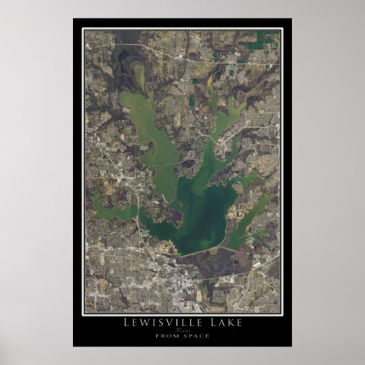 Lewisville Lake Texas Satellite Poster Karte (Vorne)