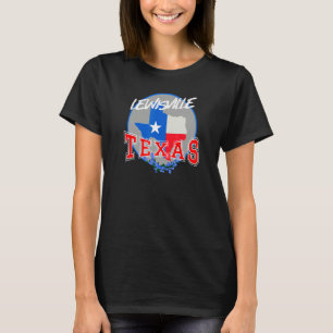 Lewisville Texas in Rot Weiß und Blau Bonnet Blume T-Shirt