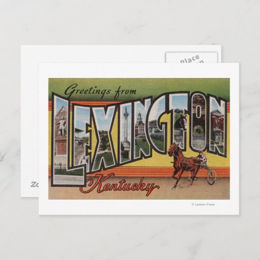 Lexington, Kentucky - Große Buchstabenszenen Postkarte (Vorne/Hinten)