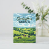 Lexington Kentucky Horses Bluegrass Farm Vintag Postkarte (Stehend Vorderseite)