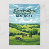 Lexington Kentucky Horses Bluegrass Farm Vintag Postkarte (Vorderseite)