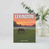 Lexington Kentucky Postcard Horse Sunset Postkarte (Stehend Vorderseite)