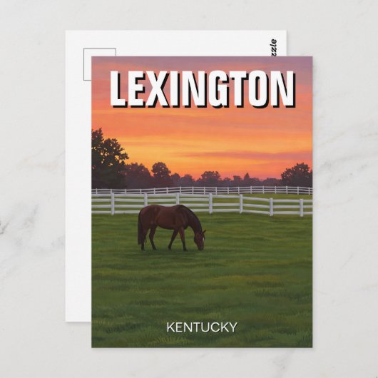 Lexington Kentucky Postcard Horse Sunset Postkarte (Vorne/Hinten)