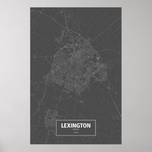 Lexington, Kentucky (weiß auf schwarz) Poster