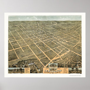 Lexington, KY Panorama-Karte - 1871 Poster