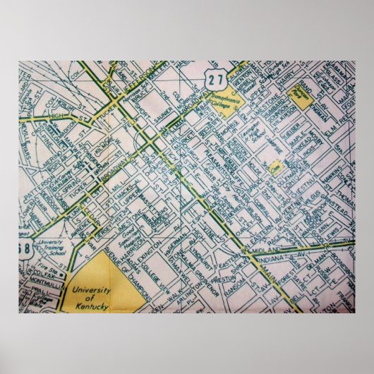 Lexington, KY Vintag Map Poster (Vorne)