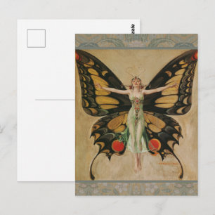 Leyendecker Butterfly Girl Vintage Art Deco Postkarte