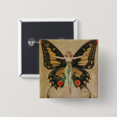 Leyendecker Schmetterlingsmädchen Vintage Art Deco Button (Vorne & Hinten)