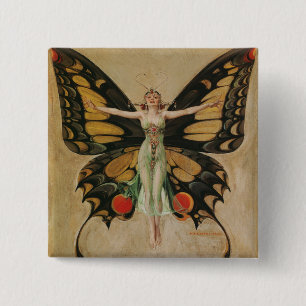 Leyendecker Schmetterlingsmädchen Vintage Art Deco Button