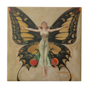 Leyendecker Schmetterlingsmädchen Vintage Art Deco Fliese