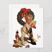 Leyendecker Weihnachts-Strumpf Feiertagskarte (Vorne/Hinten)