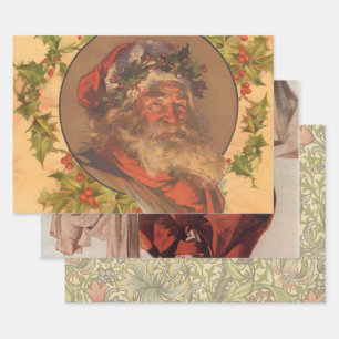 Leyendecker Weihnachtsmann Antik Viktorianisch Geschenkpapier Set