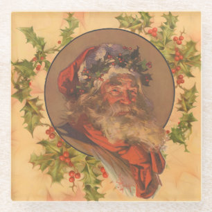 Leyendecker Weihnachtsmann Antik Viktorianisch Glasuntersetzer