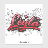Leyla red Heart Graffiti Aufkleber Sticker (Blatt)