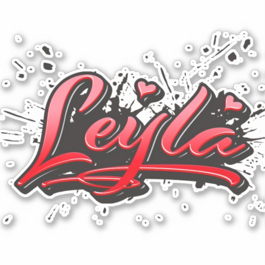 Leyla red Heart Graffiti Aufkleber Sticker (Vorderseite)