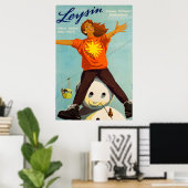 Leysin, Schweiz, Ski-Plakat Poster (Heimbüro)