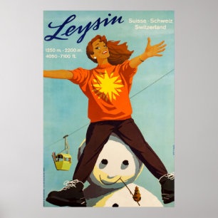 Leysin, Schweiz, Skiposter Poster