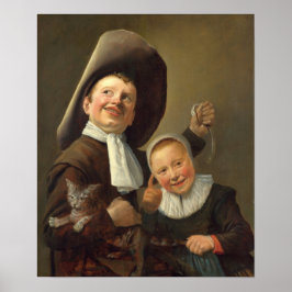 Leyster - ein Junge und ein Mädchen mit einer Katz Poster