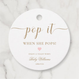 Leyton Gold Minimal Pop it Champagne Favor Tag Geschenkanhänger