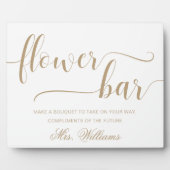 Leyton Gold Modern Minimal Blume Bar Sign Fotoplatte (Vorderseite)