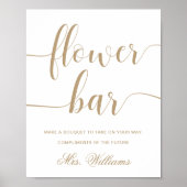 Leyton Gold Modern Minimal Blume Bar Sign Poster (Vorne)