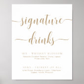Leyton Gold Moderne Minimal Signature Drinks Zeich Poster (Vorne)