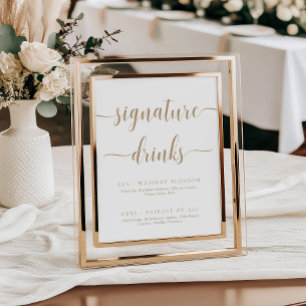 Leyton Gold Moderne Minimal Signature Drinks Zeich Poster