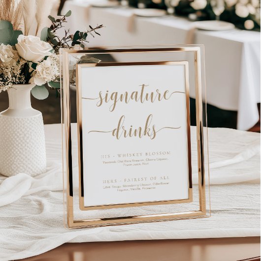 Leyton Gold Moderne Minimal Signature Drinks Zeich Poster