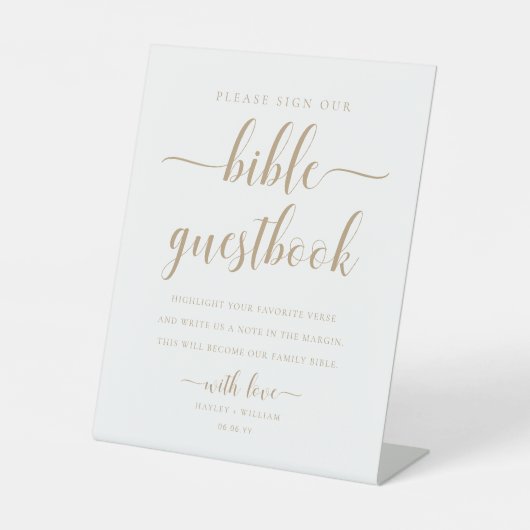 Leyton Gold Sign Our Bible Wedelbook Sockelschild (Vorderseite)