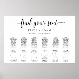 Leyton Minimal 12 Tabelle Seating Chart Poster
