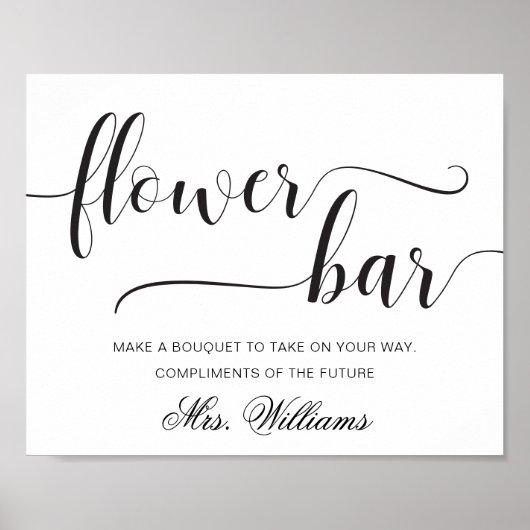 Leyton Modern Minimal Blume Bar Sign Poster (Vorne)