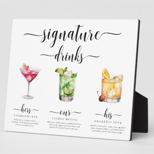 Leyton Moderne Minimal Signature Drinks Zeichen Fotoplatte