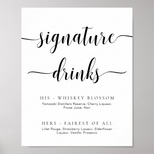 Leyton Moderne Minimal Signature Drinks Zeichen Poster (Vorne)