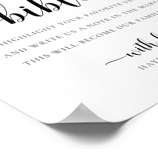 Leyton Sign Our Bible Wedding Guest Book Poster (Ecke)