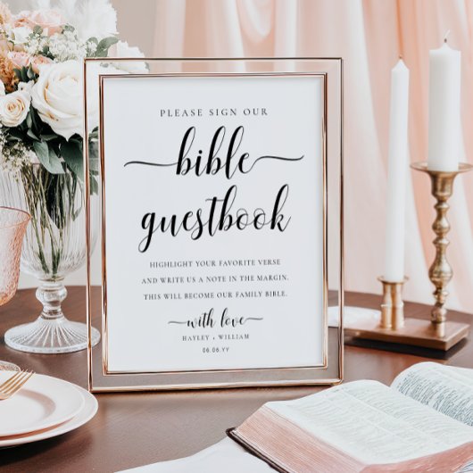 Leyton Sign Our Bible Wedding Guestbook Poster