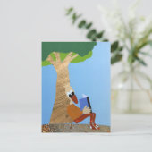 Lezende eend met boek tegen boom love nature postkarte (Stehend Vorderseite)