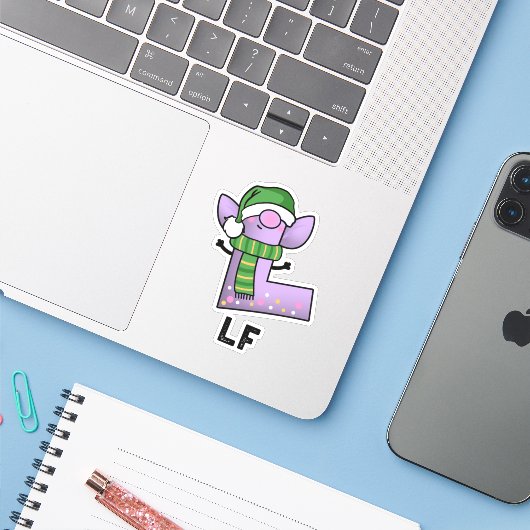 Lf Funny Letter L Pun Aufkleber (Laptop mit iPhone)