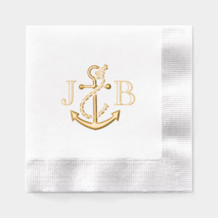LG Anchor Couple Wedding 2 Initial Monogram #3CA Servietten Mit Folie