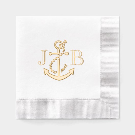 LG Anchor Couple Wedding 2 Initial Monogram #3CA Servietten Mit Folie (Vorderseite)