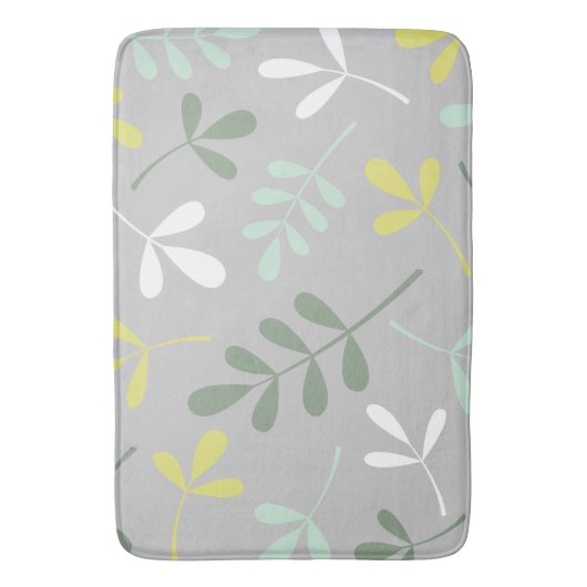 Lg Assortierte Blätter Graue, gelb-weiß Badematte (Vorderseite Vertikal)