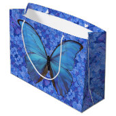 Lg Gift Bag Blue Morpho on Hydrangea Große Geschenktüte (Rückseite Schrägansicht)