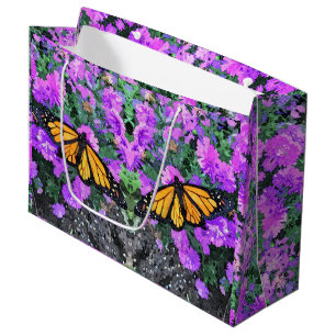 Lg Gift Bag Monarch on Asters Große Geschenktüte