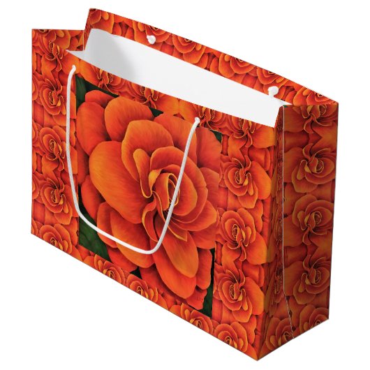 LG Gift Bag Orange Begonia Große Geschenktüte (Vorderseite Schrägansicht)